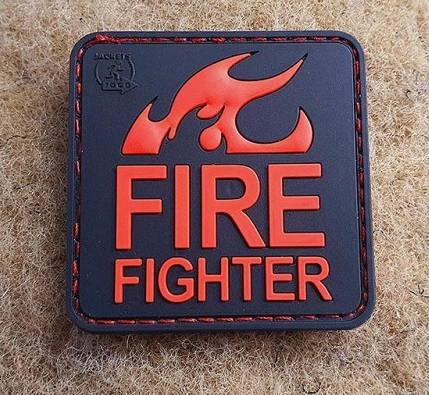 JTG Firefighter 3D velcromerkki - musta / punainen