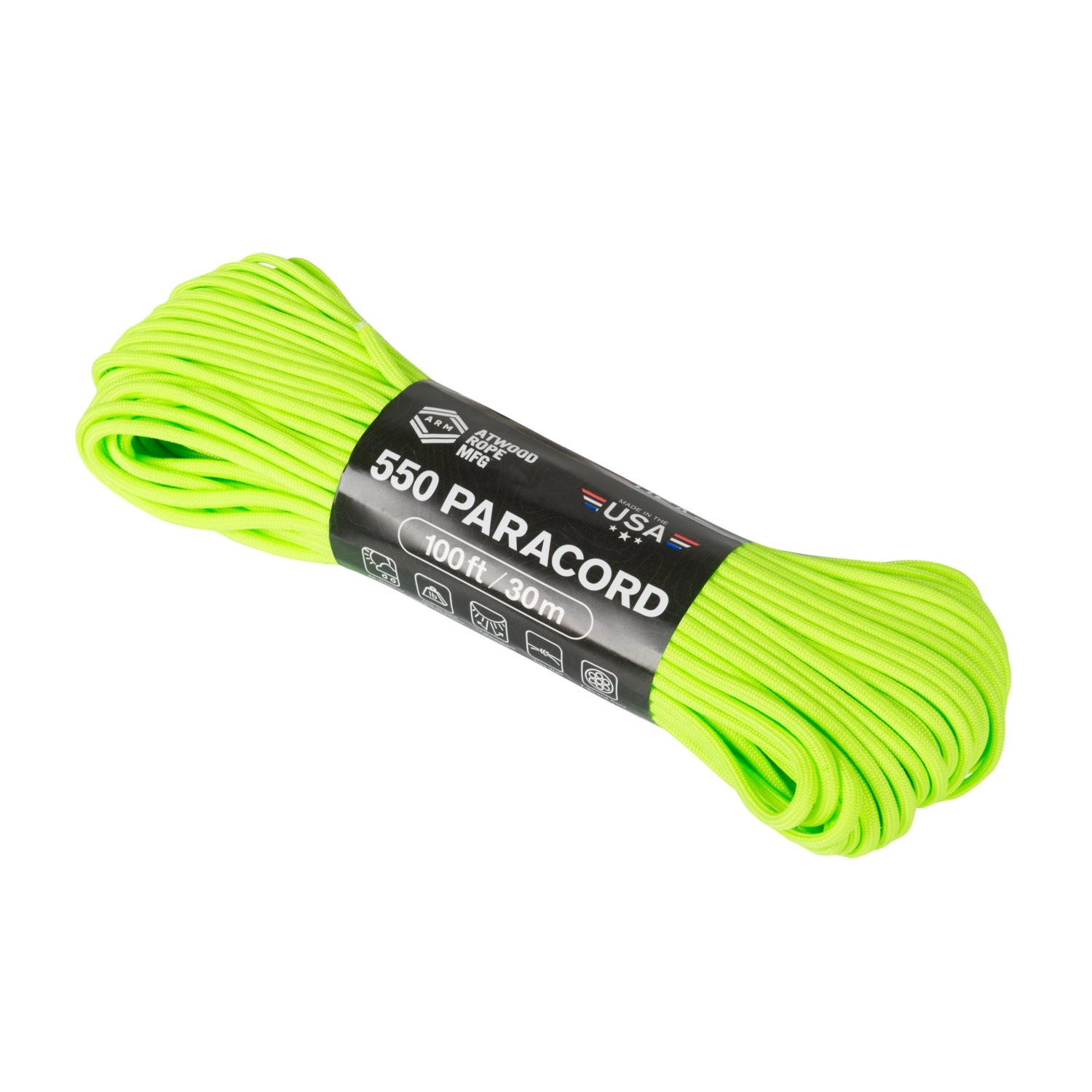 Atwood Rope MFG 550 Paracord-naru 30m (100ft) - Neon Green