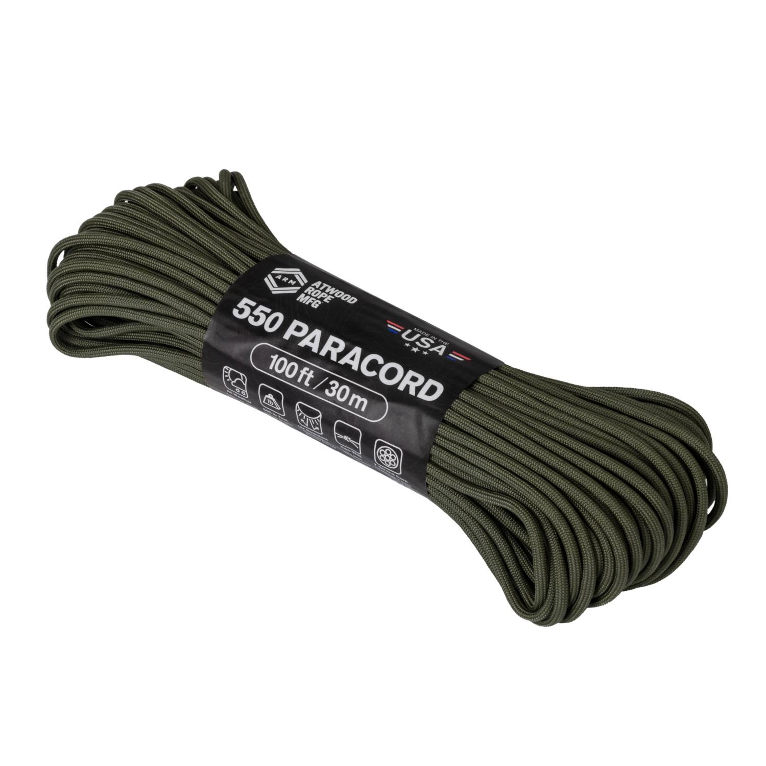 Atwood Rope MFG 550 Paracord-naru 30m (100ft) - Olive Drab