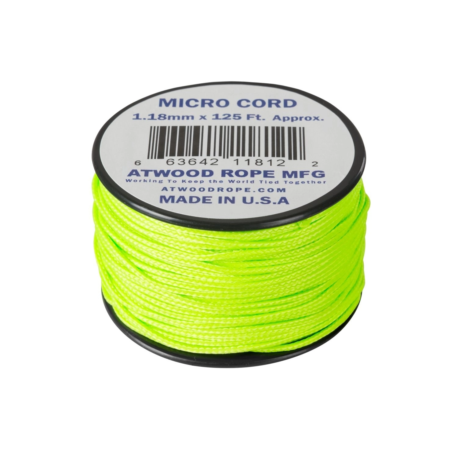 Atwood Rope MFG 1.18mm Micro Cord naru 38 m (125ft) - Neon Green