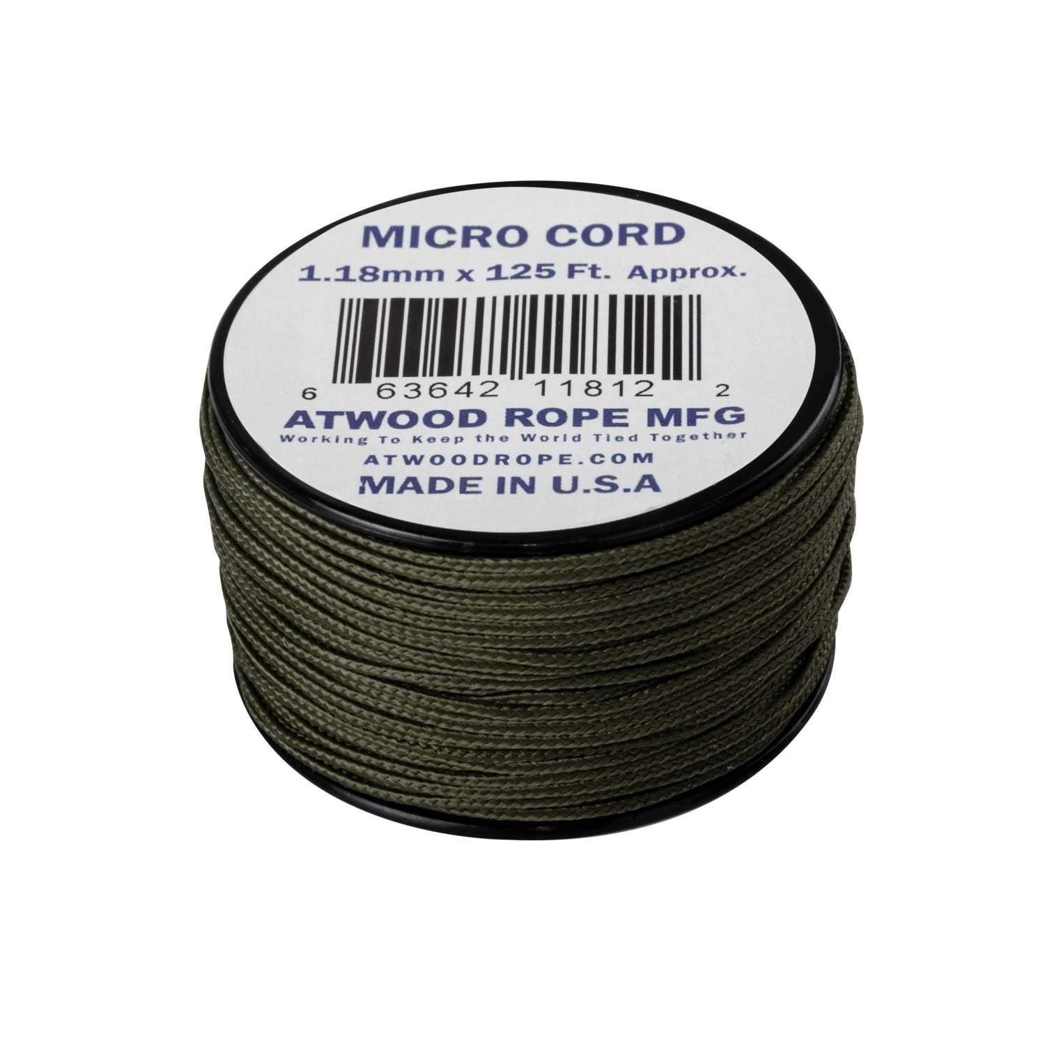 Atwood Rope MFG 1.18mm Micro Cord naru 38 m (125ft) - Olive Drab