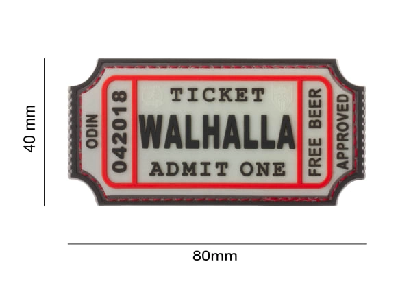 JTG Walhalla Ticket 3D velcromerkki - Glow in the Dark