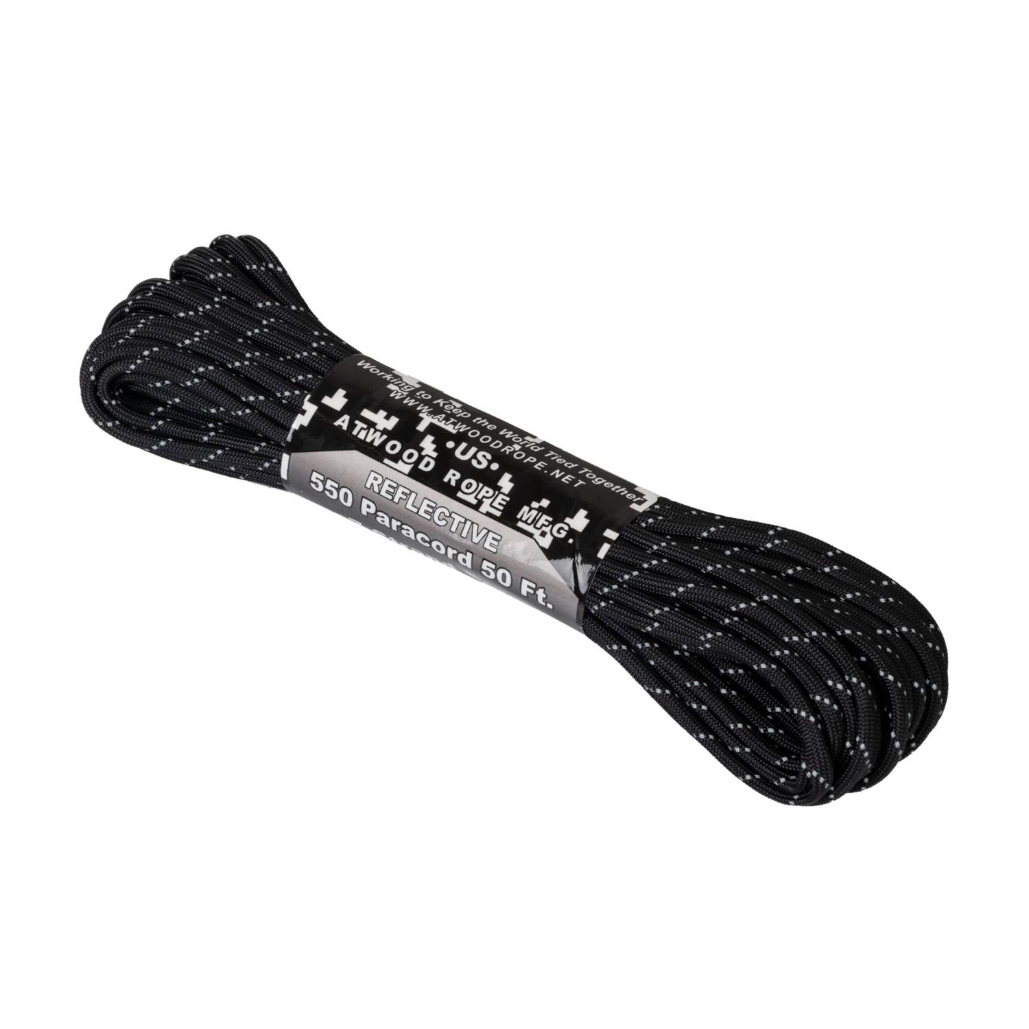 Atwood Rope 550 Paracord-naru 15m - Reflective Black