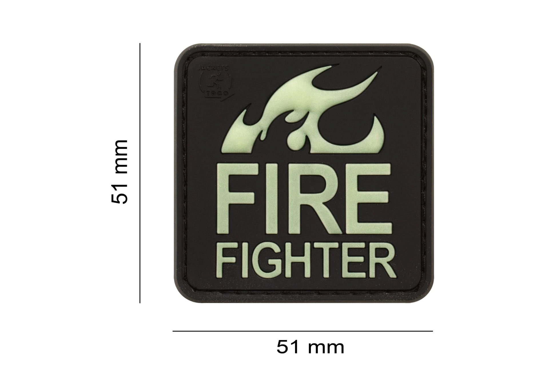 JTG Firefighter 3D velcromerkki - Glow in the Dark