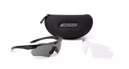 ESS Crossbow 2LS suojalasit, kirkas ja tumma linssi - mustat sangat